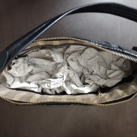 Brahmin Weslynn Black Crocodile-Embossed Shoulder Bag - Picture 10 of 16